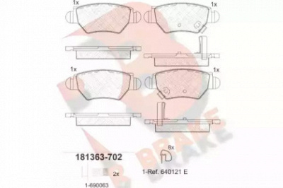 R BRAKE rb1363702 -  Комплект тормозных колодок, дисковый тормоз